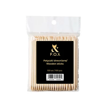 Patyczki drewniane do manicure F.O.X 100 sztuk, 15 cm, dwustronne