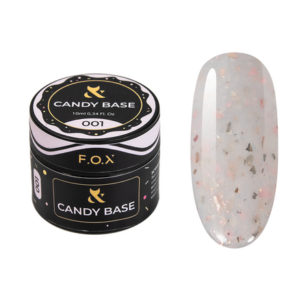 F.O.X Candy Base 001 10ml – Baza żelowa hybrydowa z brokatem do paznokci