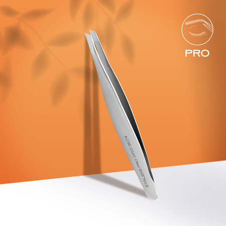 Pęseta skośna do brwi Staleks Expert 20/4 srebrna stal nierdzewna 3 mm