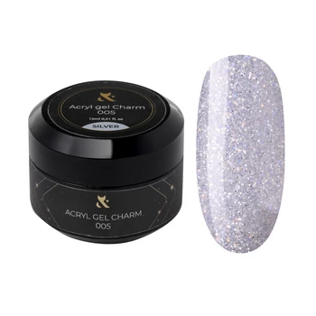F.O.X Acryl Gel Charm Silver 15ml – Srebrny Żel Akrylowy z Brokatem do Paznokci