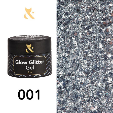 Lakier żelowy FOX Glow Glitter Gel 001 srebrny brokat UV LED 5ml