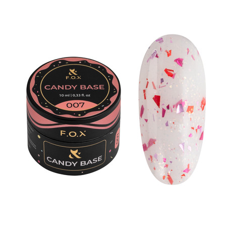 F.O.X Candy Base 007 Baza żelowa do paznokci 10ml czerwień róż drobinki