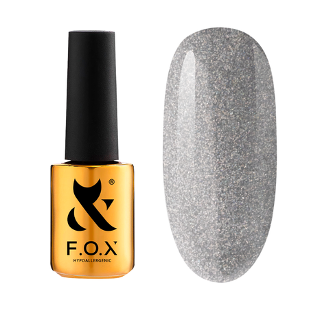 Lakier hybrydowy F.O.X Party 008 srebrny brokat 7ml trwały manicure