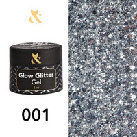 Lakier żelowy FOX Glow Glitter Gel 001 srebrny brokat UV LED 5ml
