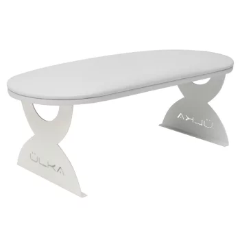 Podpórka pod ręce do manicure ULKA biała, ekoskóra, metalowe nóżki 39 cm