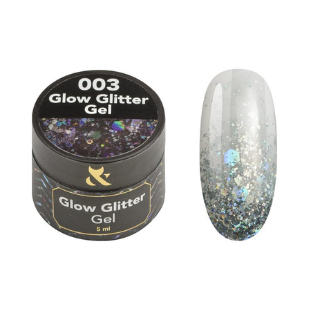 FOX Glow Glitter Gel 003 turkusowy żel do paznokci z brokatem 5ml