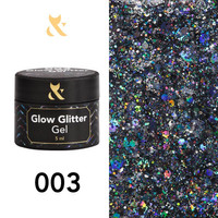 FOX Glow Glitter Gel 003 turkusowy żel do paznokci z brokatem 5ml