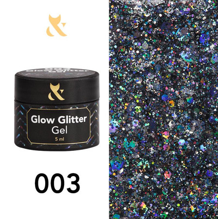 FOX Glow Glitter Gel 003 turkusowy żel do paznokci z brokatem 5ml