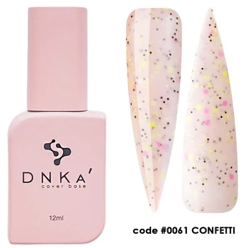 DNKa Rubber Base French Cover Confetti 12ml baza hybrydowa kamuflująca