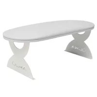Podpórka pod ręce do manicure ULKA biała, ekoskóra, metalowe nóżki 39 cm