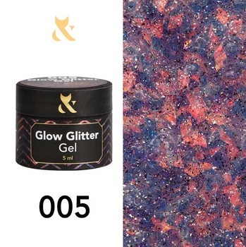 FOX Glow Glitter Gel 005 żel do paznokci z brokatem i miką 5ml
