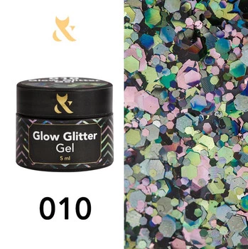 FOX Glow Glitter Gel 010 żel do zdobień wielokolorowy brokatowy 5g