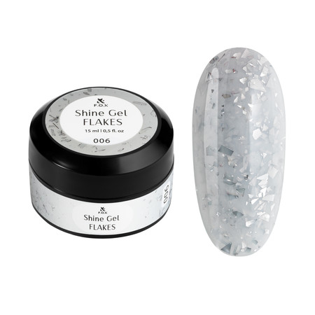 F.O.X Shine Gel Flakes 006 Żel do paznokci srebrny, wzmacniający, 15 ml