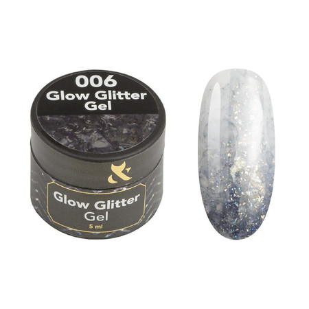 Glow Glitter Gel 006 ciemny grafit żel brokatowy do paznokci 3D 5g