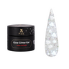 FOX Glow Glitter Gel 011 biały żel do zdobień paznokci z brokatem i serduszkami 5ml