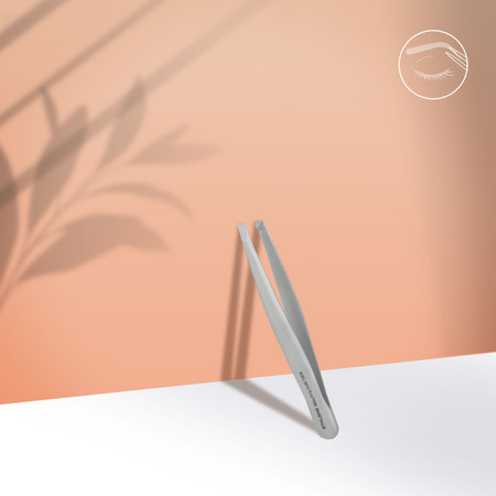 Pęseta do brwi szeroka skośna stal nierdzewna 95mm FOX Beauty&Care 10 srebrna