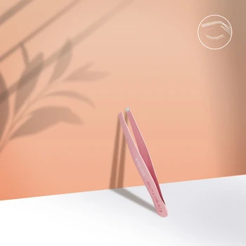 Pęseta do brwi Staleks Beauty & Care 11 Type 3 różowa 95mm skośna stal