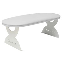 Podpórka pod ręce do manicure ULKA biała, ekoskóra, metalowe nóżki 39 cm