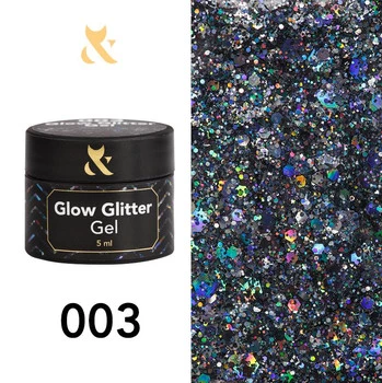 FOX Glow Glitter Gel 003 turkusowy żel do paznokci z brokatem 5ml