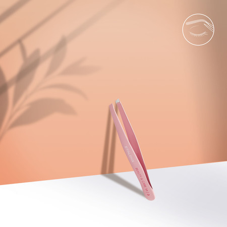 Pęseta do brwi Staleks Beauty & Care 11 Type 3 różowa 95mm skośna stal