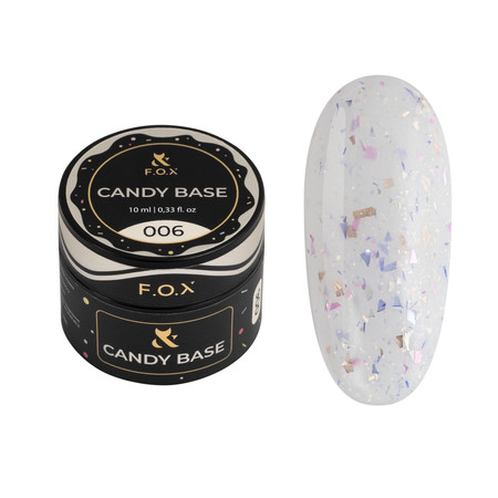 F.O.X Candy Base 006 Baza żelowa biała z brokatem 10ml do paznokci hybrydowych