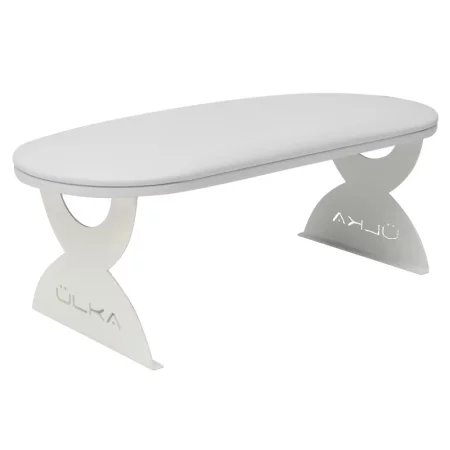 Podpórka pod ręce do manicure ULKA biała, ekoskóra, metalowe nóżki 39 cm