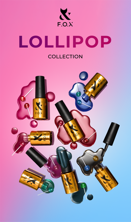 F.O.X Gel Polish Lollipop 006 Blueberry lakier hybrydowy niebieski 7ml