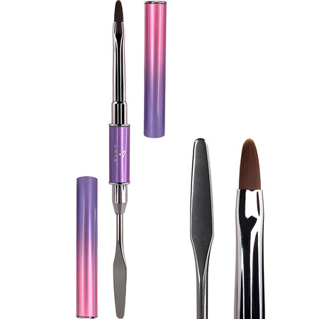 DNKa Brush #0004 Pędzelek do polygelu z szpatułką, syntetyczny, 2w1