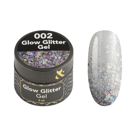 FOX Glow Glitter Gel 002 Srebrny Żel do Zdobień Holo 5ml Certyfikat CE