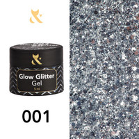 Lakier żelowy FOX Glow Glitter Gel 001 srebrny brokat UV LED 5ml