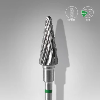 Frez stożkowy do manicure Staleks 6 mm węglik spiekany zielony FT71G060/14