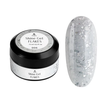 F.O.X Shine Gel Flakes 006 Żel do paznokci srebrny, wzmacniający, 15 ml