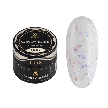 F.O.X Candy Base 006 Baza żelowa biała z brokatem 10ml do paznokci hybrydowych
